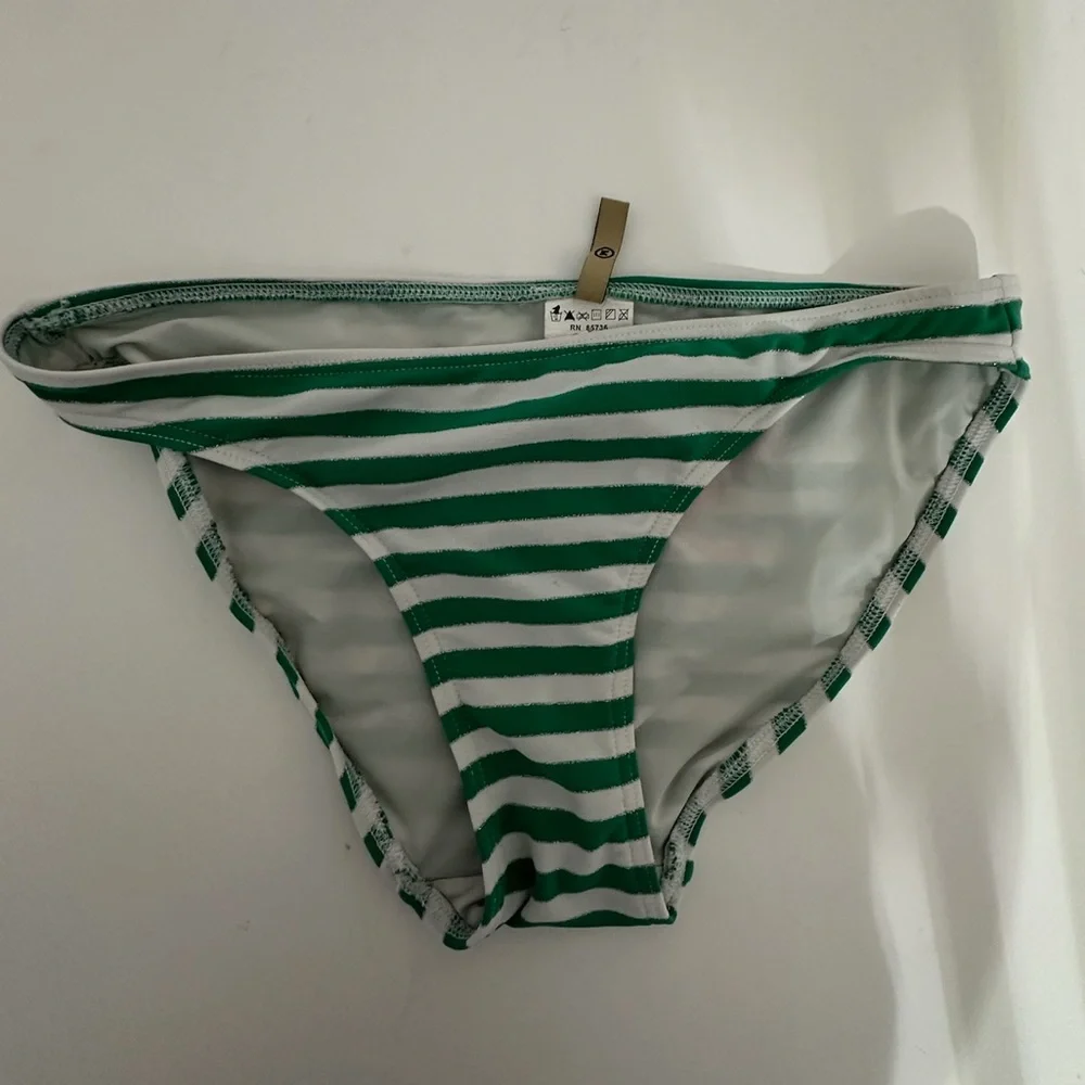 Juicy Couture Green White Stripe Y2K Halter Style Bikini Set - Size Medium
